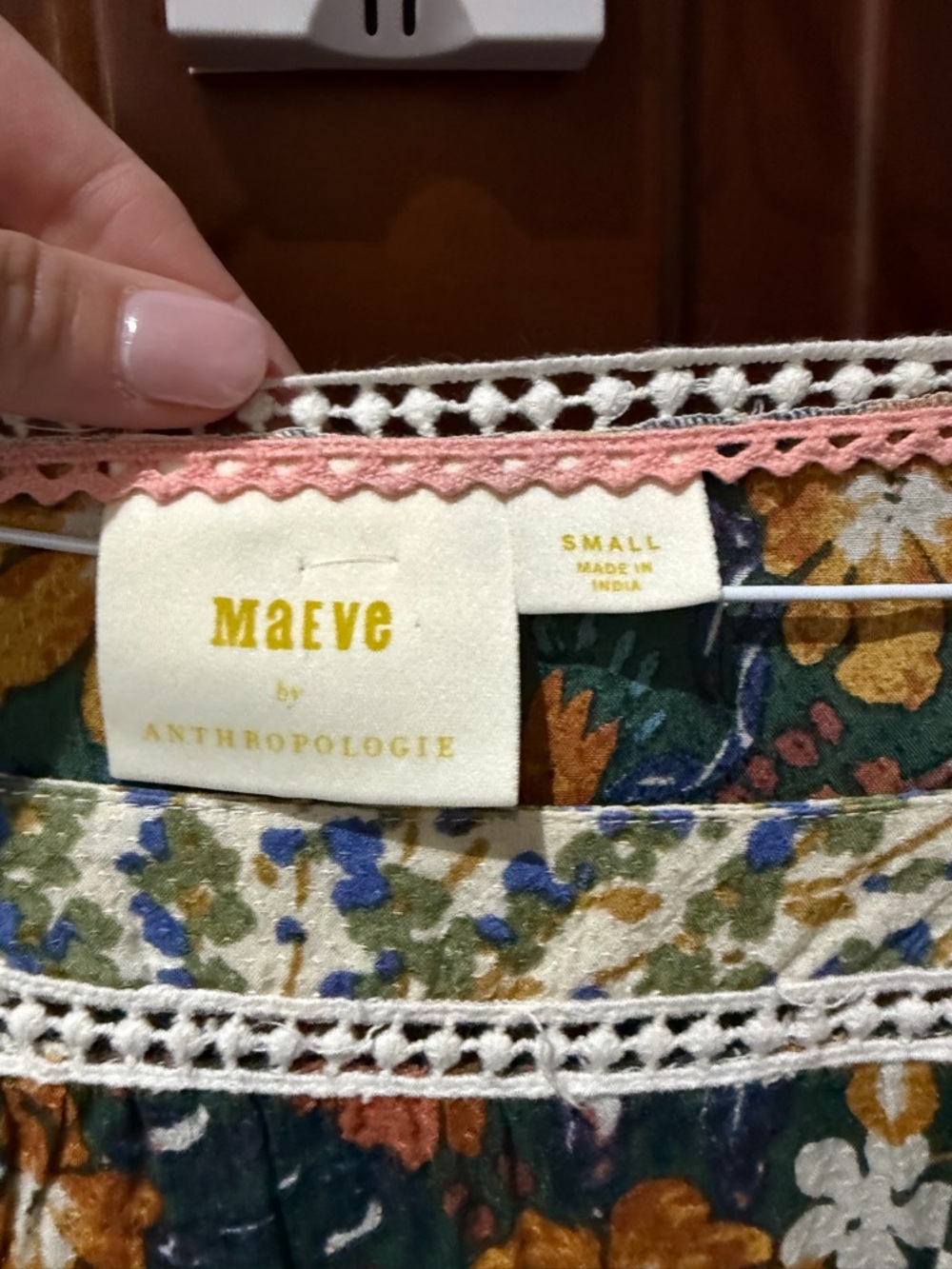 Anthropologie Maeve Floral Patchwork Peasant Blouse in Pink, Green, Yellow - Picture 6 of 13